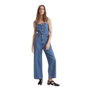 Levi’s Drea Jumpsuit Overalls Button Front Smocked Back XS